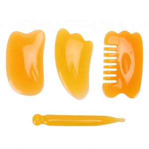 Ensemble De 4 Outils De Grattage Gua Sha, Stylo D'acupuncture Pour Meridiens, Outil De Massage Des Tissus Profonds Pour Le Visage, Le Dos Et Les Jambes - Neuf
