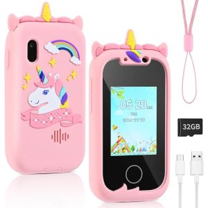 ERYI-Appareil Photos Pour Enfants, Pretend Smartphone Pour Enfants Avec 32Gb Card, Licorne Jouet À Partir De 3 4 Ans Filles, Jeu De Rôle Téléphone Portable Cadeau Pour 3-9 Ans Filles - Neuf