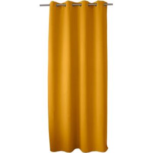 Eryi-Rideau Occultant Avec ?illets Argentés, Jaune Moutarde, 140x240cm, 100% Polyester, Tissu Certifié Oeko-Tex, Collection Réglisse - Neuf