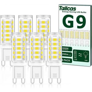 Ampoules G9 Led,Blanc Froid 6000k 3.5w Equivalent 28w 33w 40w G9 Halogène,32 X 2835 Smd Led Mini Lampes,350lm Sans Scintillement No-Dimmable,360 Degrés Angle Ac220-240v,Lot De 6 - Neuf