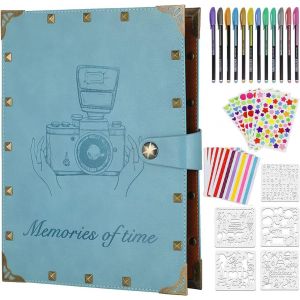 MAA-60 Pages Album Photo Scrapbooking en Cuir Rivets d'époque kit Album Scrapbooking pour Familial,Mariage,Voyage,Anniversaire - Neuf