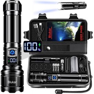 Dool-Lampe Torche Led Ultra Puissante,Lampe De Poche Rechargeable Avec Batterie 5000mah,Zoomable 5 Modes,Ip67 Étanche Torche Tactique Pour Camping Randonnée Pêche - Neuf