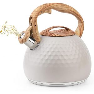 Bouilloire Sifflante INOX pour Cuisini&egrave;res en Acier Inoxydable 2,5 litres Bouilloire Th&eacute;i&egrave;re avec Poign&eacute;e ergonomique, Gris &Eacute;toile - Neuf