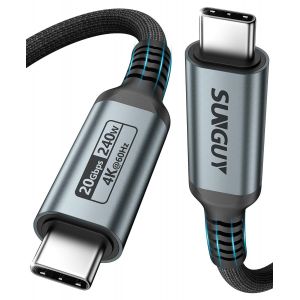 TRAHOO-C&acirc;ble USB C, 0.5M 240 W C&acirc;ble USB C Charge Rapide 20 Gbps 4K @ 60 Hz pour iPhone 15, MacBook Pro 2020, iPad Pro 2020, iPad Air 4, Galaxy S23+/S23 Ultra, Pixel - Neuf