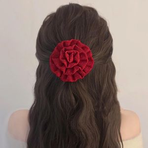 Attache Cheveux Fleur Rouge Chouchou Fleur Rouge &Eacute;lastiques &Eacute;lastiques En Caoutchouc Rouge Grande Fleur &Eacute;lastiques Cheveux Fait Main Accessoires Cheveux Fleuris Bijoux Pour Femmes - Neuf
