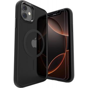 LUNOVATE 3 en 1 Coque pour iPhone 11/XR avec 2 Film de Protection Coque de Protection Antichoc Magn&eacute;tique Transparent pour iPhone 11 et iPhone XR - Noir - Neuf