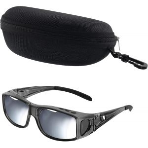 En Miroir Avec Etui Lunettes - Surlunette Solaire Antireflet Uv400 Pour Lunettes De Vue - Sur-Lunette De Soleil Homme Et Femme - Pêche Et Golf - Neuf