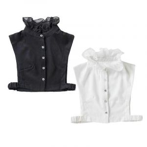 Doux Volants Faux Col Montant Femme Col Haut Mousseline Détachable Demi-Chemise 649c - Neuf