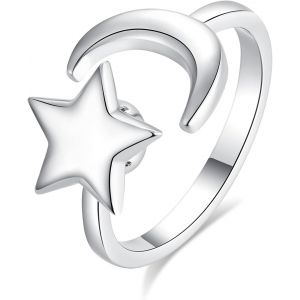 Kal-Bague Anti Stress Femme, Perles Bague D'anxiete R&eacute;glable Bague Anneau Tournant Anneau Ouvert Spinner Anxi&eacute;t&eacute; Fidget Pour Femme - Neuf