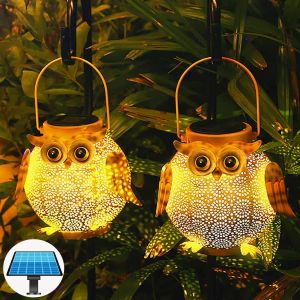 Lanterne Solaire Exterieur Led Lot De 2 Lumi&egrave;re Suspendue De Jardin &Eacute;tanche Ip44 Hibou Lumi&egrave;res Solaires D&eacute;coration Ext&eacute;rieure Solaires Paysage Eclairage Pour Passage Pelouse &Eacute;tapes Terrasses Patio - Neuf