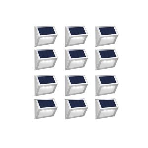 Lot De 12 Lampes Solaires Murales &Agrave; 3 Led Pour Cl&ocirc;ture, All&eacute;e, Terrasse, Jardin, &Eacute;clairage Ext&eacute;rieur &Eacute;tanche - Neuf