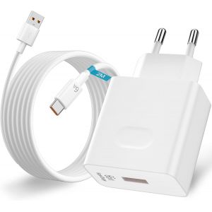 LORANKA-66W USB Chargeur Rapide pour Honor 200 Lite 90 Lite Magic7 Lite,66W Charge Chargeur avec 6A C&acirc;ble USB C 2M pour Honor Magic7 7 Pro 6 6Pro 6Lite 90 70 Lite 200 Pro X6b X9d Pad X8a X9a - Neuf