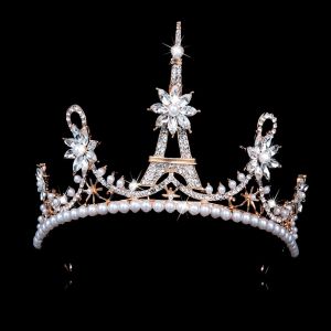 Magnifique Couronne En Strass Tour Eiffel Pour Femmes, Bijoux Diadème De Mariée Royal Pour Mariage - Neuf