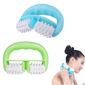 Promotion D'hiver,Rouleau De Massage 2 Pièces Avec Poignée En Forme De D,Rouleau Anti-Cellulite (Bleu Et Vert) - Neuf