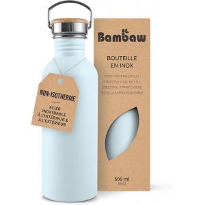 Gourde Inox 500ml,Bouteille D'eau Bleue,Gourde Sport Non-Isotherme,Gourde 50cl,Gourde Enfant Inox,Gourde Metal-Bleu Nordique - Neuf