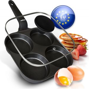 Chenquansarl-Poelepancakesetoeufauplatpoelede21cmadaptetoutecuisinirerevtementantiadhsifcouvercleinductiongazcramiquelectriquehalogne4trouspouroeufcrpe - Neuf