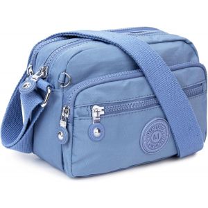 nzqaf-Petit Sac bandoulière Femme, Léger Sac Porté épaule Imperméable en Nylon Sac à Main Loisir avec Multi-poches et Bandoulière Réglable Sac Besace ete Zippé pour Femme Filles - Neuf