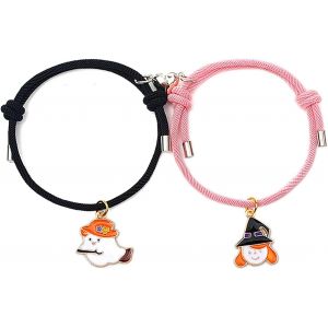 Kal-Bracelet Couple Amoureux Pour 2, Magnétiques Attirant Les Amoureux Bracelet Couple, Réglable Bracelet D'amitié En Corde Cadeau Pour Couple, Famille, Soeurs, Meilleurs Amis Cosplay D'halloween - Neuf