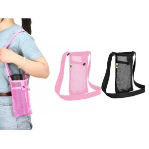 Lot De 2 Sacs Porte-Bouteilles Noirs Et Roses Avec Sangle R&eacute;glable Et Pochette &Agrave; Pression - Neuf