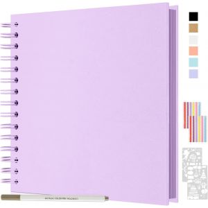 Album Photo Spirale Scrapbook 21x21cm, DIY Scrapbooking Album 40 Pages, Livre D'or pour Voyage Mariage Anniversaire Cadeaux pour Bebe Enfant Couple (Blanc) - Neuf