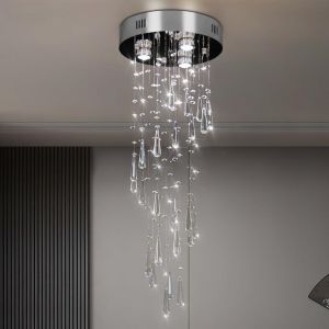 SUBZONAL-Lustres Luminaires suspendus Luminaires de chandelier encastrés Plafonnier suspendu Goutte de pluie moderne Lustres Plafonnier en cristal pour chambre à coucher, couloir et salon - Neuf
