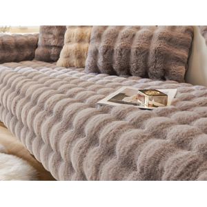 Housse De Canap&eacute; En Fausse Fourrure Grise 90x160cm, Imitation Lapin, Protection - Neuf