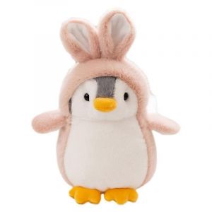 Pingouin en peluche mignon, transformation, poup&eacute;e pingouin, poup&eacute;e r&eacute;confortante pour enfants, poup&eacute;e de chiffon pingouin-rose tendre - Neuf