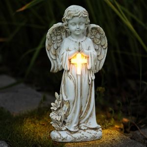 Mevronisshop-Ange Pour Tombe R&eacute;sistant Aux Intemp&eacute;ries, Figurine D'ange Solaire, R&eacute;sistante Aux Intemp&eacute;ries, Avec Lampes Solaires Led, &Eacute;tanche, D&eacute;coration Fun&eacute;raire Pour Cimeti&egrave;re, D&eacute;coration De Jard - Neuf