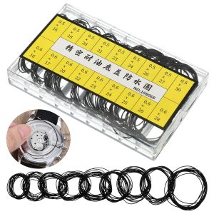 KALANKA-Lot de 200 joints toriques de montre - Diff&eacute;rents joints toriques pour remplacement de bo&icirc;tier de montre - 0,5/0,6 - 16-30 mm - Joint rond en caoutchouc pour horloger - Outils de r&eacute;paration - Neuf