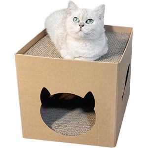 Cmws-Maison Pour Chat En Carton &iquest; Maison Pour Chat D'int&eacute;rieur Avec Griffoir, Maison Pour Chat Avec Griffoir, Maison Pour Chat Pour Dormir - Neuf