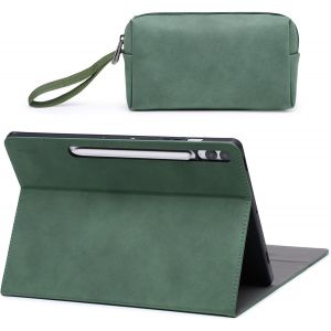 Coque Étui Pour Samsung Galaxy Tab S9 Fe+ Plus/S9+ Plus 12,4 Pouces 2023, Vue D'angle Multiples, Avec Porte-Stylo, Réveil/Sommeil Automatique, Housse De Protection Avec Pochette, Vert Minuit - Neuf