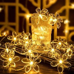 Jgd-20 Led Cherry Blossom Flower String Lights 9.84ft Batterie Aliment&eacute;e Par Des Lumi&egrave;res D&eacute;coratives De No&euml;l, Lumi&egrave;re De Nouveaut&eacute; Pour La Maison Chambre &Agrave; Coucher Jardin F&ecirc;te De Mariage - Neuf