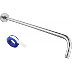 Bras de Douche Avec Bride et Ruban PTFE, 61cm Rallonge Bras de T&ecirc;te de Douche pour Salle de Bain T&ecirc;te de Douche Fixe, Solide en Acier Inoxydable,Chrome - Neuf