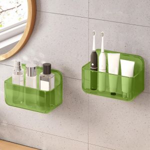 &Eacute;tag&egrave;re salle de bain, 2 pi&egrave;ces &Eacute;tag&egrave;re de douche sans per&ccedil;age pour montage mural d'&eacute;tag&egrave;res de salle pour salle de bains et cuisine (2Pcs-Green-Small) - Neuf