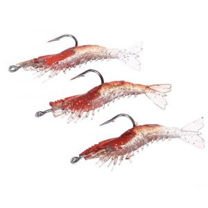 3 Pcs 6cm/3g Leurre De Pêche Artificiel Crevette Crevette Appât Souple Pêche S¿Attaquer Noctilucent Vie Lumineuse - Neuf