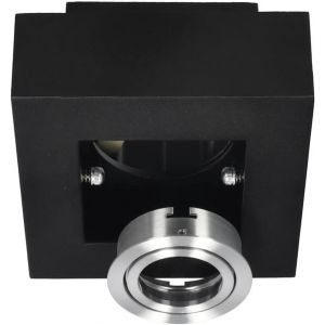 KAL-, Spot Plafond Simple En Saillie Osmin Rim 1 Noir Ip20, Gu10, Carré - Luminaire Plafonnier Moderne, Éclairage De Plafond En Métal, Spot Led, Orientable Spots, Anneau Interchangeable, 777679 - Neuf
