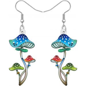 Kal-Boucles D'oreilles Champignon En Acrylique Boucles D'oreilles Goutte &Agrave; Goutte Bijoux Bizarres Printemps-&Eacute;t&eacute; Cadeaux Bizarres Pour Femmes Maman - Neuf