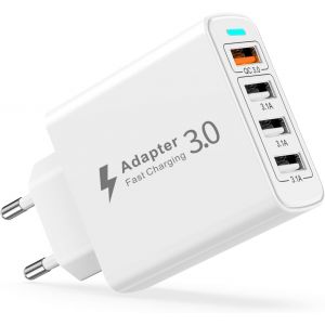 Eryi-Chargeur Multiple 4 Ports 33w - Usb Qc3.0 Rapide, Adaptateur Secteur Universel Pour Iphone 16 15 14 13 12 11 Xr X 8 7, Ipad, Samsung S24 S23 - Neuf