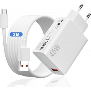 45w Chargeur Rapide Avec Câble Usb C 2m Pour Xiaomi Redmi Note 14 13 Pro,Adaptateur De Chargeur Rapide 45w Charge Turbo Câble Usb C Pour Xiaomi Redmi 14c 13c Note 14 13 12s 11s 10 9 Pro Poco X7 M4 M6 - Neuf