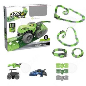 Circuit voiture enfant 138pcs voiture &agrave; chenilles anti-gravit&eacute; pour dinosaures DIY pour enfants avec coque de voiture rempla&ccedil;able - Neuf
