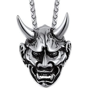 Kal-Collier T&ecirc;te De Mort Homme Pendentif Cr&acirc;ne Moto/Balle De Fusil/T&ecirc;te De D&eacute;mon Satanique En Or/Noir/Acier Inoxydable Avec Cha&icirc;ne R&eacute;glable 55+5 Cm Bijoux Gothique Hip Hop Pour Unisex - Neuf