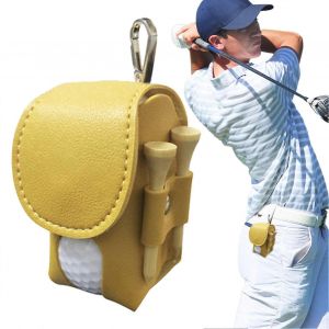 Sac De Golf, Teeorganizer En Cuir Synthetique, Organisateur Portable Pour Balles De Golf Avec Clip Pour Golfeurs, Couples, Hommes, Femmes Et Papa Jaune - Neuf