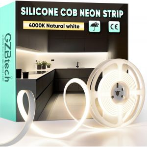 Ac 220-240v Ruban Led Cob 1m, Blanc Naturel 4000k Flexible D&eacute;coupable Dimmable Etanche 1500lm/M 286 Led/M Bande Lumineuse Led Lumi&egrave;re Pour Tv R&eacute;tro&eacute;clairage, Armoire, Chambre, Cuisine - Neuf