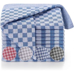 Eryi-- Lot De 10 Torchons De Cuisine Coton Vaisselle De Qualité Supérieure - Torchon Cuisine 100% Coton - Certifié Oeko-Tex® - Torchon Vaisselle À Carreaux Bleus - 50 X 70 Cm - Neuf