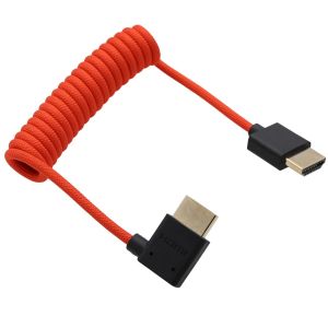 KALANKA-Câble HDMI 8K 4K 60fps haute vitesse pour moniteur ATOMOS Ninja V Shinobi, Sony A9 FX3 A7Siii, Canon R5ii, BMPCC6K, Teradek FEELWORLD Portkeys SmallHD, rouge tressé enroulé, en forme de L - Neuf