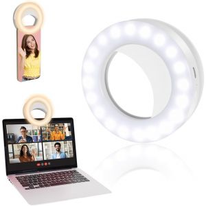 LORANKA-40 LED Lumi&egrave;re T&eacute;l&eacute;phone pour Selfie LED, 3 temp&eacute;ratures de Couleur Lumiere Photo, Selfie Ring Light, Rechargeable, pour T&eacute;l&eacute;phone Portable, Tablette, Ordinateur Portable, Cam&eacute;ra - Neuf