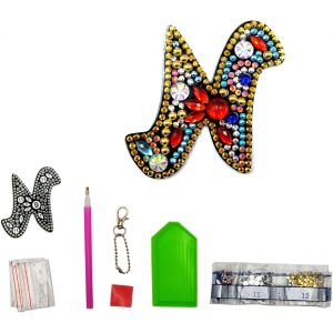 Lettres N Diy Diamant Peinture Porte-Clés Rétro Diamond Painting Porte-Clés Double Face En Acrylique Diy Art Strass Peinture Kits Pour Pendentif Sac Décor Broche - Neuf