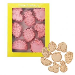 Hjlian Lot De 8 Emporte-Pieces 3d En Forme De Dinosaure, Fruits Et Legumes, Pour Anniversaire, Patisserie, Presse A Main - Neuf