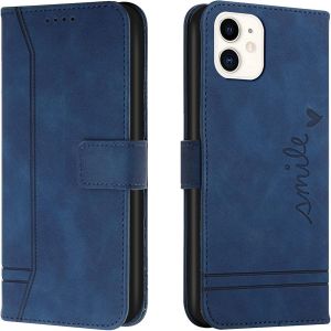 Kal-Coque Pour Iphone 12 Mini, Protection Portefeuille Etui À Rabat Housse Premium En Cuir Pu Avec Antichoc Tpu Fermoir Magnétique Flip Pochette Housse Pour Iphone 12 Mini (5,4 Pouces) (Bleu) - Neuf