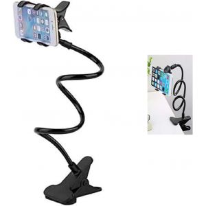 Kal-Support Col De Cygne Téléphone, Portable Support Universel Support De Téléphone Pliable Rotation 360° Réglable Stand Smartphone Avec Clip,Utilisé Dans Les Chambres, Bureaux, Voitures (Noir) - Neuf